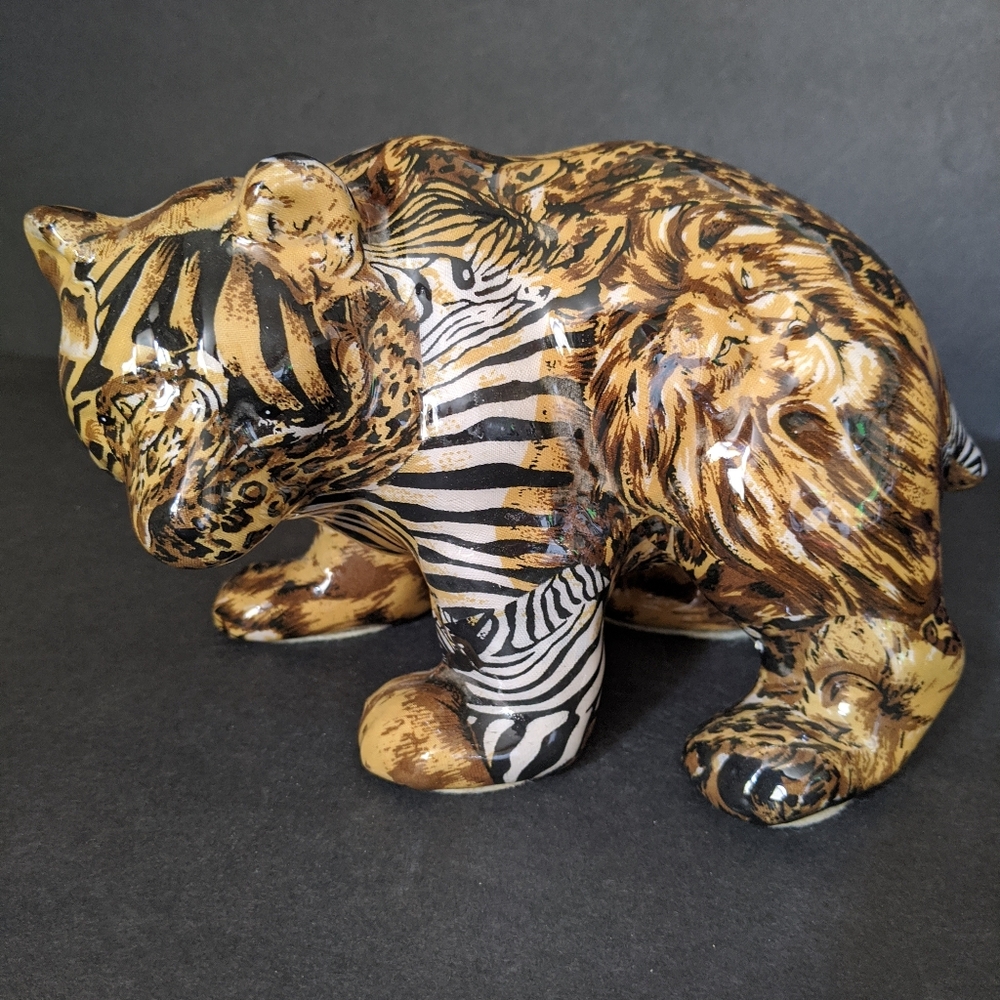 Safari Collection La Vie Bear Animal Patchwork Figurine Statue